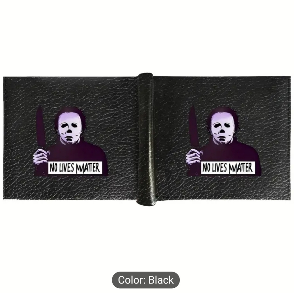 ❗️SOLD❗️🆕️Black Leather Wallet with Horror Graphic - Picture 3 of 5